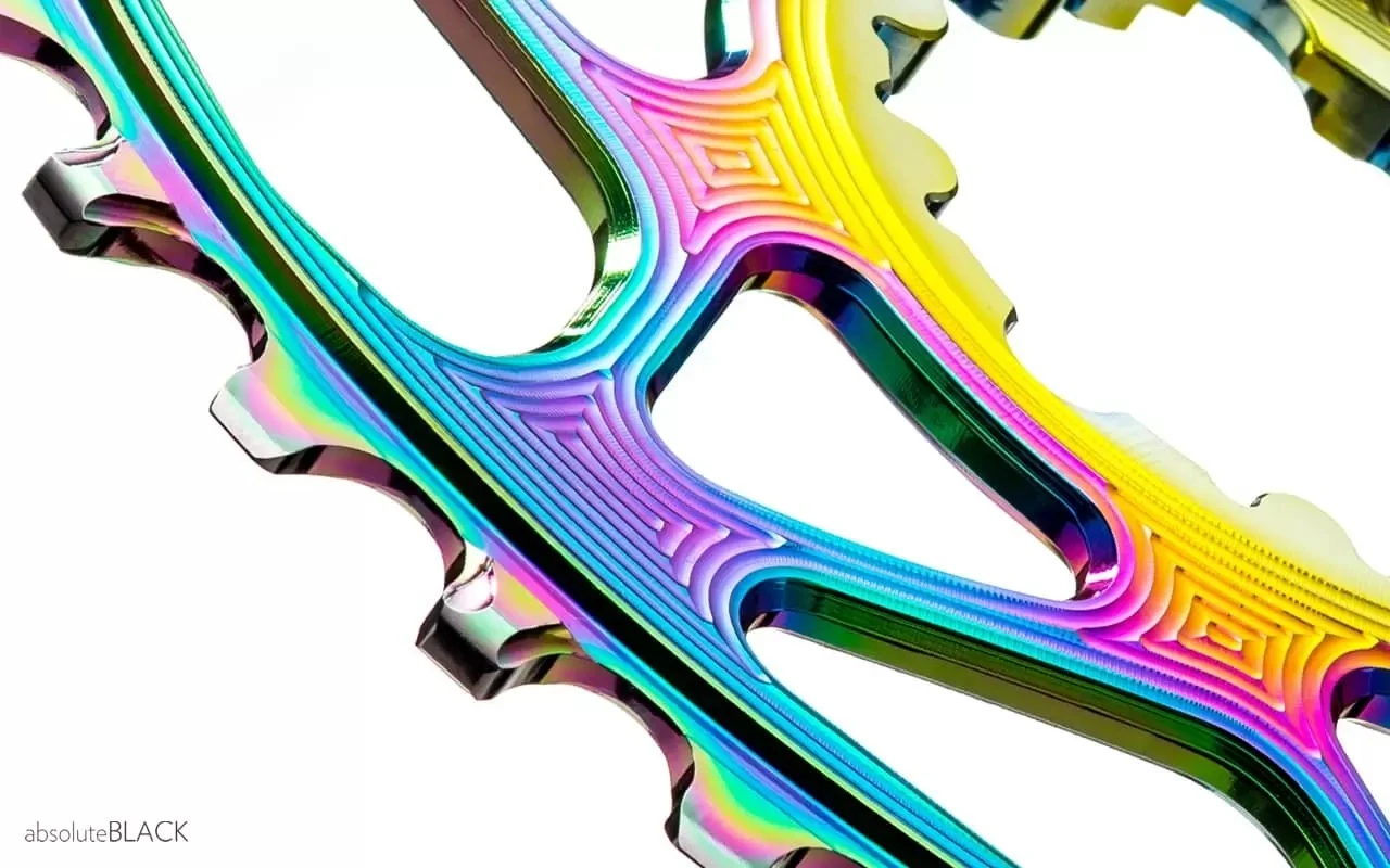 Absolute Black Sram Oval Boost 3mm Offset Spiederless 28 Zähne Rainbow Kettenblatt – Bild 4